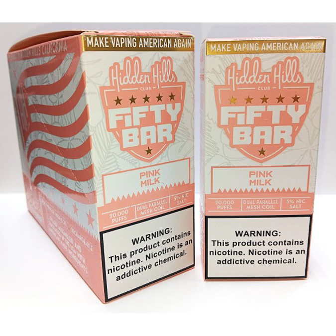 Picture of FIFTY BAR DISPOSABLE 20KPUFFS 5CT/BX - HHILLS PINK MILK
