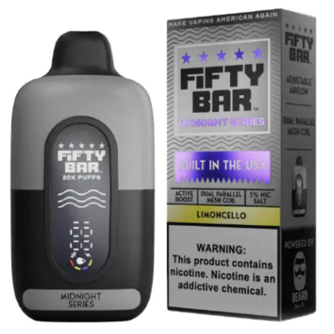 Picture of FIFTY BAR DISPOSABLE 20KPUFFS 5CT/BX - MDNIGHT SERIES LIMONCELLO