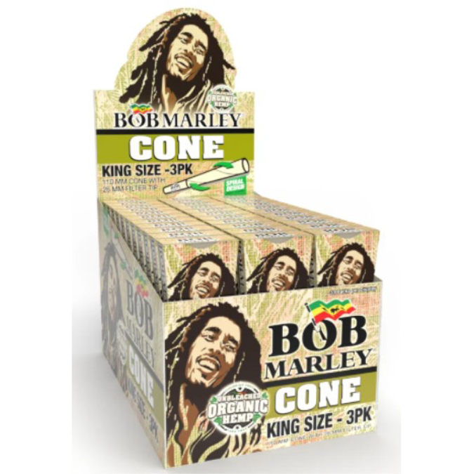 Picture of BOB MARLEY UNBLEACHED ORGANIC HEMP CONE KING SIZE 3PK