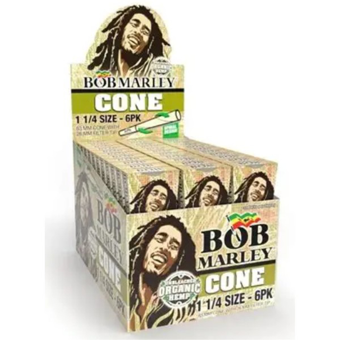 Picture of BOB MARLEY UNBLEACHED ORGANIC HEMP CONE1 1/4 6PK