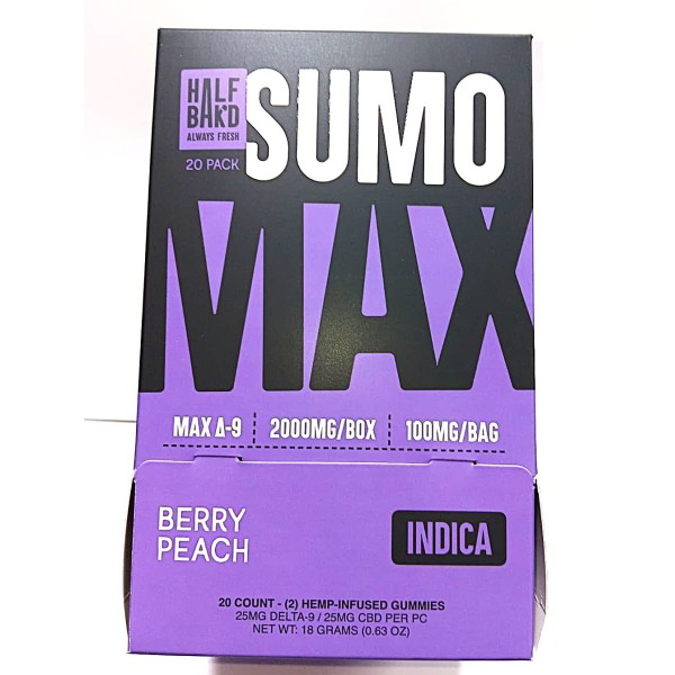Picture of HALF BAKD GUMMIES SUMO MAX 25MG 2CT/ PK 20PK/BOX - BERRY PEACH