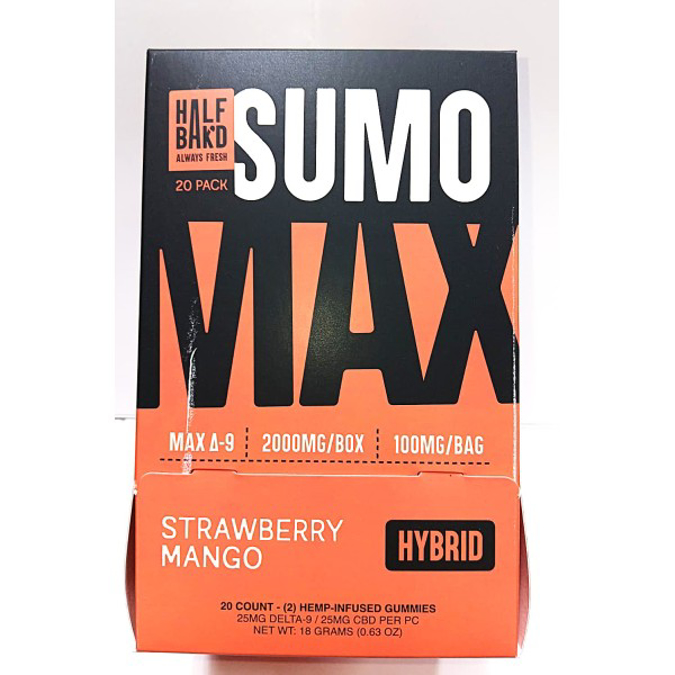 Picture of HALF BAKD GUMMIES SUMO MAX 25MG 2CT/ PK 20PK/BOX - STRAWBERRY MANGO