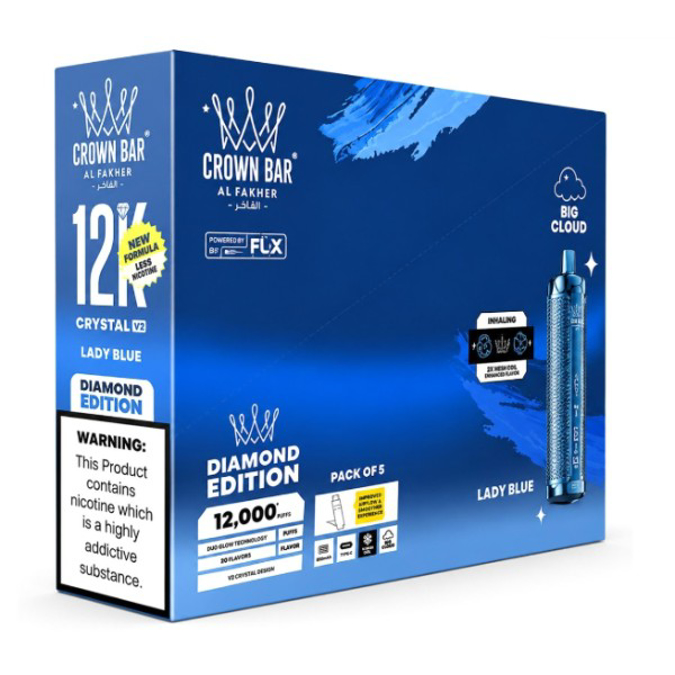 Picture of CROWN BAR DISPOSABLE 12K PUFFS 5CT - LADY BLUE