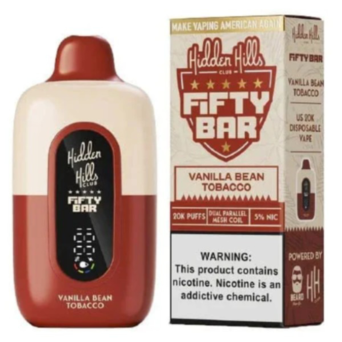 Picture of FIFTY BAR DISPOSABLE 20KPUFFS 5CT/BX - VANILLA BEAN TABACO