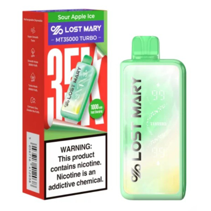 Picture of LOSTMARY TURBO DISPOSABLE MT35000 5CT - SOUR APPLE ICE